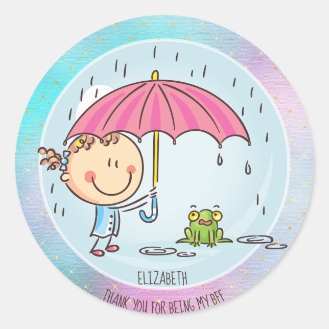 Pegatina Redonda BFF lindo Besties Kawaii regalos para Chicas amigo (Anverso)