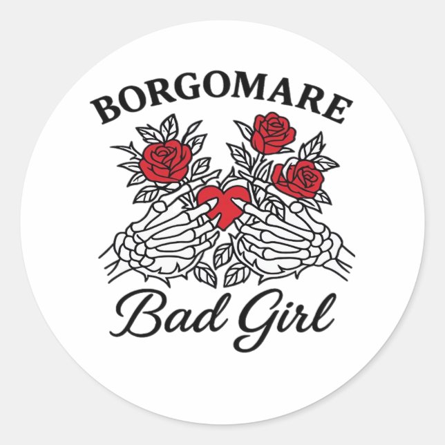 Pegatina Redonda Bgm Bad Chica II Classic - Skeleton Heart Hands (Anverso)