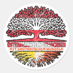 Pegatina Redonda Bhutanisch Österreichisch Österreich Baum