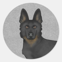 Bi-Black German Shepherd Cartoon Dog Head Close-Up