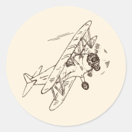 Pegatina Redonda Bi-planos Art Deco - esbozos esbozados sin texto.