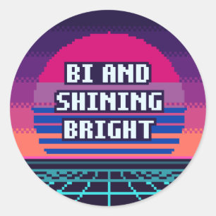 Pegatina Redonda Bi Y Brillante Orgullo Pixel Sticker