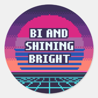 Pegatina Redonda Bi Y Brillante Orgullo Pixel Sticker