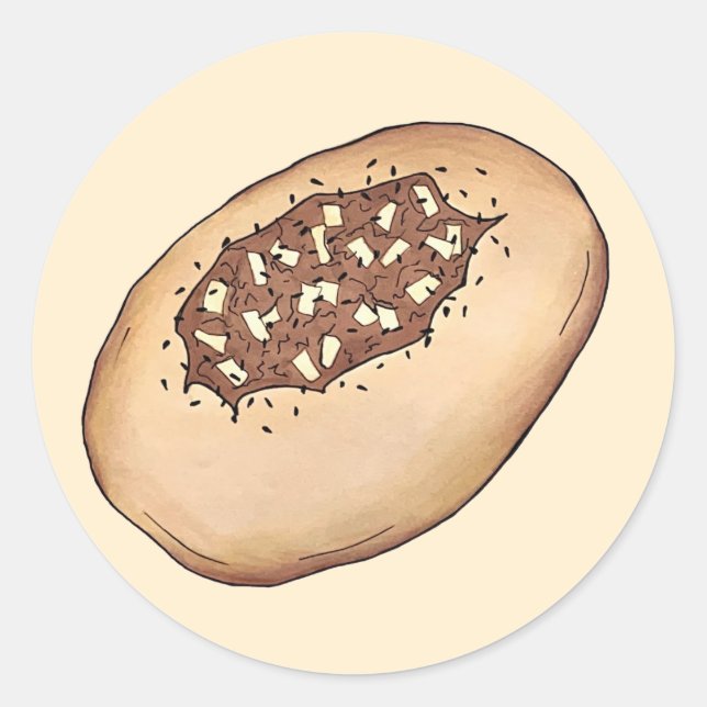 Pegatina Redonda Bialy Jewish Bakery Onion Bread Poland Food (Anverso)