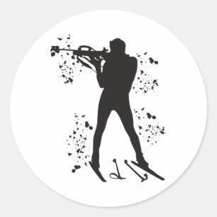 Pegatina Redonda Biathleta Esquí Nórdico Biatlón _3 