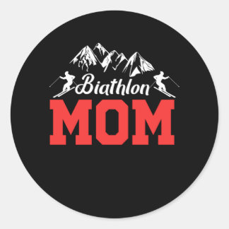 Pegatina Redonda Biathlon Mom Skiing Ski Winter Sports Gift