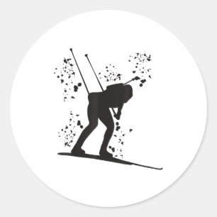 Pegatina Redonda Biatleta esquí nórdico biatlón