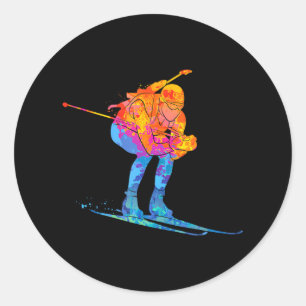 Pegatina Redonda Biatlón de esquí de biatlón