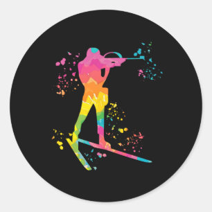 Pegatina Redonda Biatlón de esquí nórdico 16