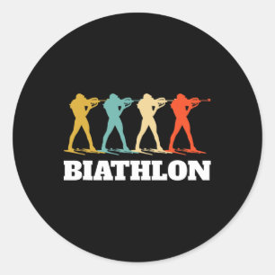 Pegatina Redonda Biatlón Retro Vintage