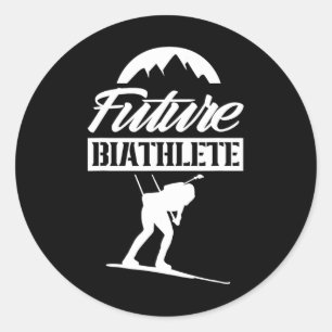 Pegatina Redonda Biatlones de la Biatlón de la Biatleta del Futuro