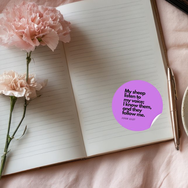 Pegatina Redonda Bible Quotes: John 10:27, Gospel Verse #2 (Subido por el creador)