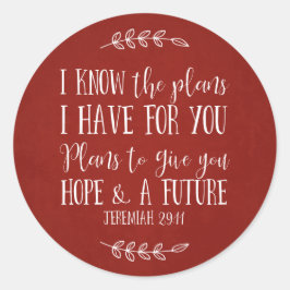 Pegatina Redonda Biblia cristiana roja rusa versus tipografía