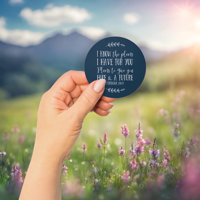 Pegatina Redonda Biblia cristiana rusa versus tipografía (Rustic Christian Bible Verse Typography Classic Round Sticker)