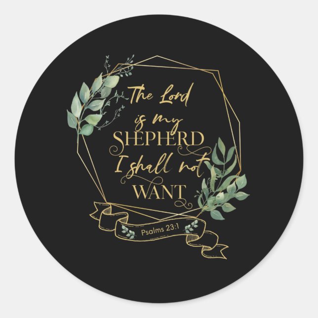 Pegatina Redonda Biblia Cristiana Verse Cita Salmo 23 1 (Anverso)