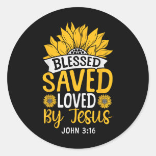 Pegatina Redonda Biblia cristiana Verse Faith Dios Flor John 3_16 B