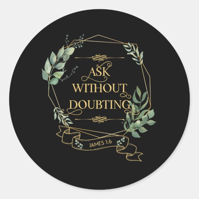 Pegatina Redonda Biblia cristiana versus hojas de eucalipto (Anverso)