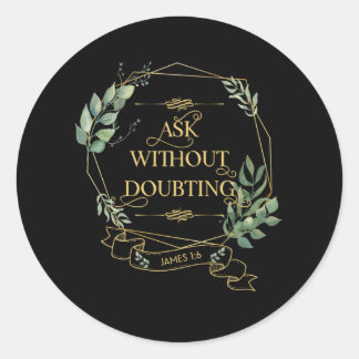 Pegatina Redonda Biblia cristiana versus hojas de eucalipto