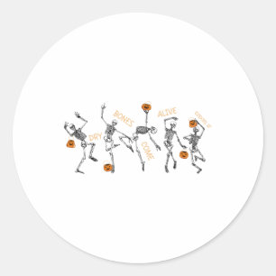 Pegatina Redonda Biblia de esqueleto bailando versus huesos secos s