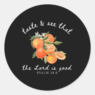 Pegatina Redonda Biblia de flores de fruta Naranja cristiana versus