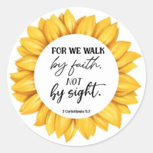 Pegatina Redonda Biblia Verse Corinthians Girasol