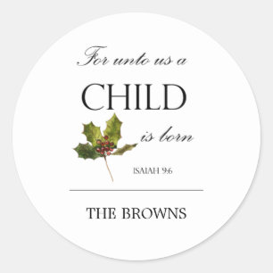 Pegatina Redonda Biblia Verse Navidades Winter Classic Round Stick