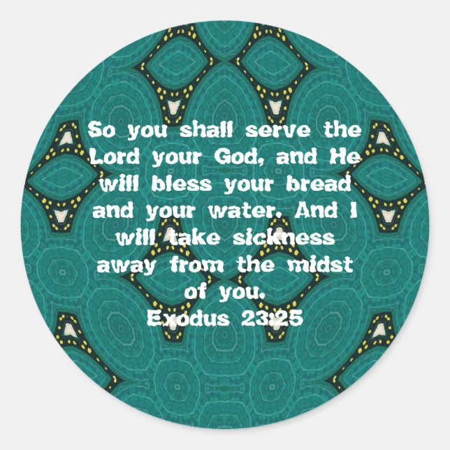 Pegatina Redonda Biblia Verses Curación De Escritura Cita Exodo 23: (Anverso)