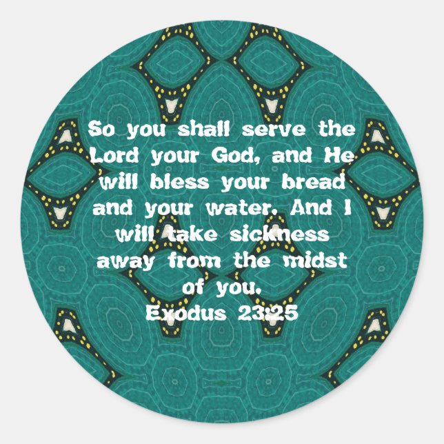 Pegatina Redonda Biblia Verses Curación De Escritura Cita Exodo 23: (Anverso)