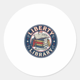 Pegatina Redonda Biblioteca de la Libertad Patriótica Patriótica Di