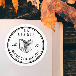 Pegatina Redonda Biblioteca de monografías clásicas del libro abier