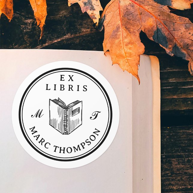 Pegatina Redonda Biblioteca de monografías clásicas del libro abier (Subido por el creador)