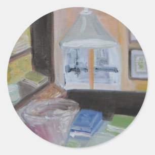 Pegatina Redonda Biblioteca de París