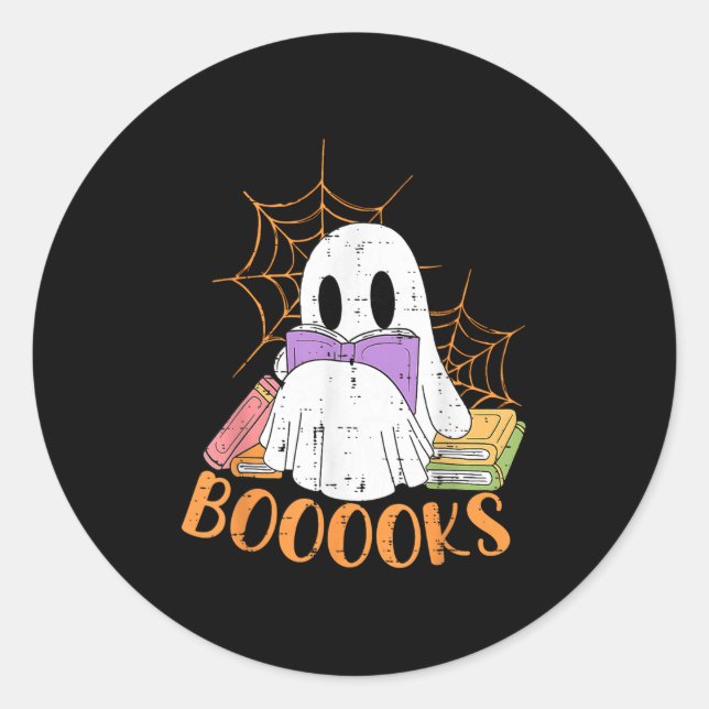 Pegatina Redonda Biblioteca del libro del profesor Halloween Shirt  (Anverso)
