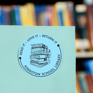 Pegatina Redonda Biblioteca Escolar Léelo Amalo Devuélvelo Personal
