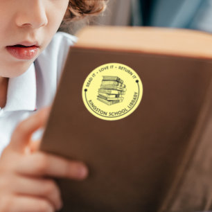 Pegatina Redonda Biblioteca Escolar Léelo, ámlo, devuélvelo Persona