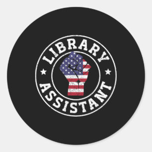 Pegatina Redonda Biblioteca Patriótica 4 de Julio Instantánea
