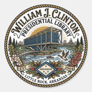 Pegatina Redonda Biblioteca Presidencial William J. Clinton EE. UU.