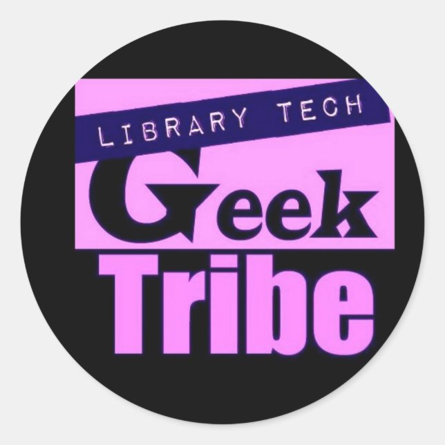 Pegatina Redonda Biblioteca Tech Geek Tribe (Anverso)