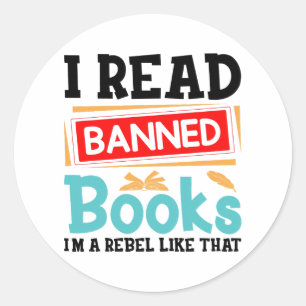 Pegatina Redonda Bibliotecario Lector de Libros Prohibidos