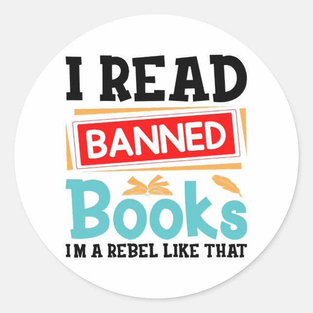 Pegatina Redonda Bibliotecario Lector de Libros Prohibidos (Anverso)