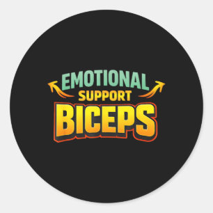 Pegatina Redonda Bíceps de apoyo emocional divertido humor de herma