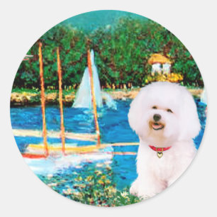 Pegatina Redonda Bichon Frise 1 - Velero 1