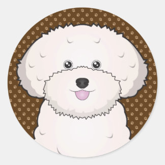 Pegatina Redonda Bichon Frise Dog Personalizado Paws