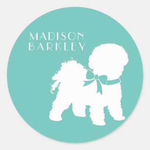 Pegatina Redonda Bichon Frise Dog Puppy