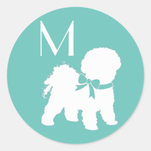 Pegatina Redonda Bichon Frise Dog Puppy