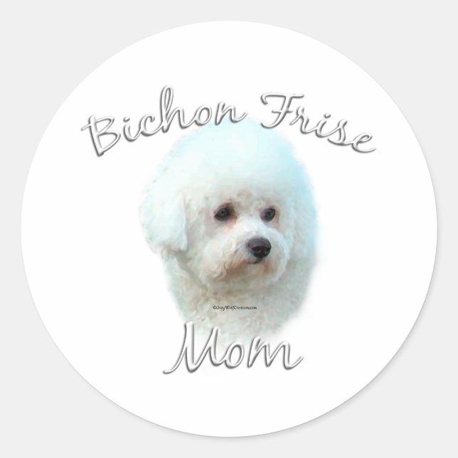 Pegatina Redonda Bichon Frise Mom 2 (Anverso)