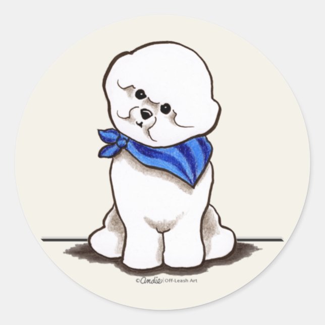 Pegatina Redonda Bichon Frise Sailor Boy Blue (Anverso)