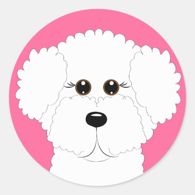 Pegatina Redonda Bichon Puppy (Anverso)