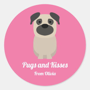Pegatina Redonda Bichos y besos, El día de San Valentín de perros p