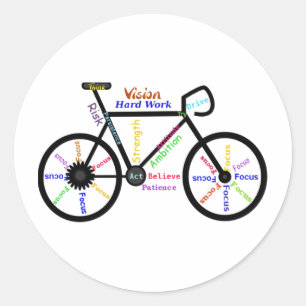 Pegatina Redonda Bici de motivación, ciclo, Biking, palabras del